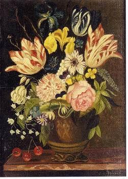 Floral, beautiful classical still life of flowers.030, unknow artist